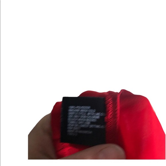 Worthington | Red Sheer Neck Tie detailing sleeveless button down blouse - Picture 8 of 9